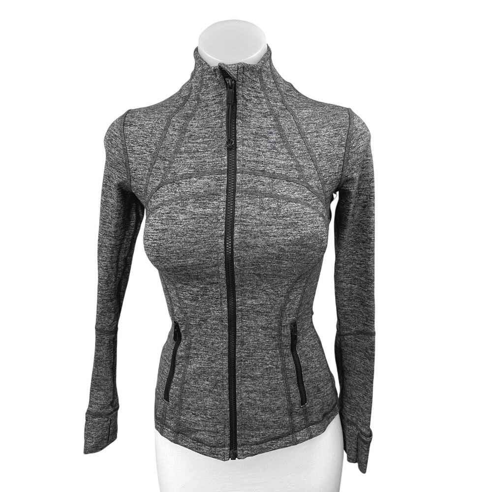 Lululemon Black Heather Swiftly Tech Long Sleeve Full Zip Athletic Jacket Top 2
